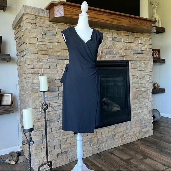 Zara Women Wrap Dress Cap Sleeve Black Size M - Picture 6 of 13